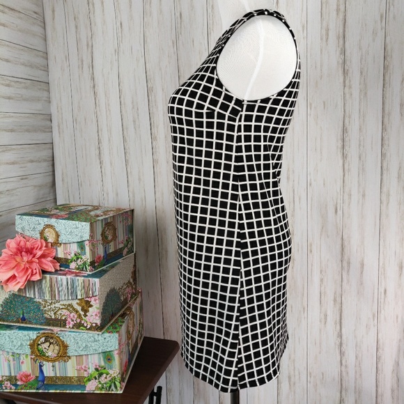 Ginger G black and white square print dress d46 - Picture 2 of 8
